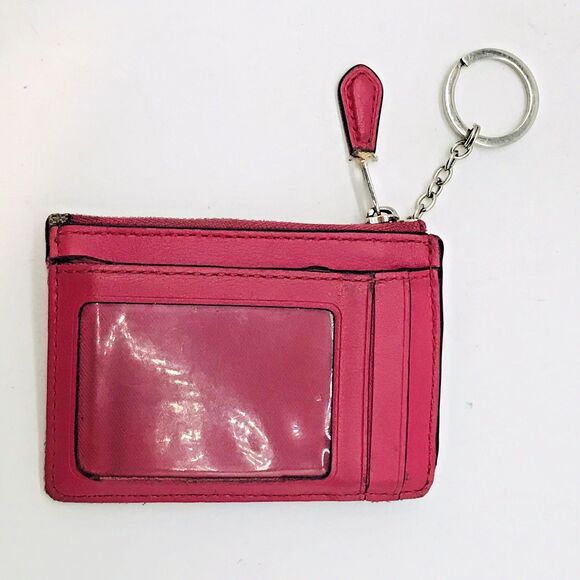 Coach Mini Skinny ID Case in Signature Brown Canvas & Cherry Leather F16107 Keys - Picture 6 of 12